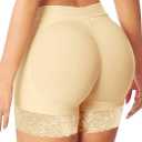Butt Lifter Panties Padded Underwear for Women Hip Enhancer Pads Shorts Lace Boyshorts Shapewear (Small, Beige)