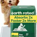Earth Rated Puppy Pads, Max Absorbency Pee Pads for Dogs, Absorbs 2X Faster & 2X More, Leak Prevention, Potty Training, FragranceFree, Unscented, XL, 28” x 34”, 40 Count