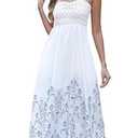 Gardenwed Women's Floral Print Maxi Dress, Spaghetti Strap Smocked Bodice A-Line Sundress with Pockets Blue M