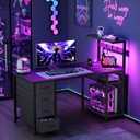 47in Gaming Computer Desk with Drawers & Storage Shelf & Iron Hook, Black
LED Light, Power Outlet, Reversible Gaming Table, Study Work Desk, Pc Desk, Escritorio Gamer for Small Space, Home Office