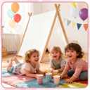 4 Pack Teepee Tent for Kids Slumber Party,Washable Kids Tent Indoor and Outdoor,Foldable Sleepover Tents for Girls Party,Kid Teepee Tent for Cozy Reading Nooks and Room Decor