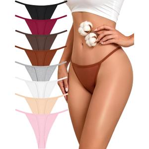 FINETOO 8 Pack Cotton Thongs for Women Sexy G-string Thong Ladies Panties Womens Underwear S-XXL