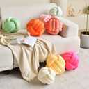 LUSJNGE Decorative Throw Knot Pillow Ball for Home Chair Sofa Couch Bed Aesthetic Round Velvet Knotted Pillow Cushion (Orange, 8 inches)