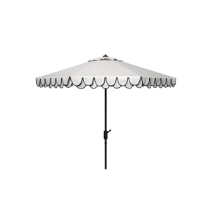 SAFAVIEH PAT8006A Outdoor Collection Elegant Valance Auto Tilt Umbrella, 9', Black/White