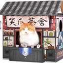 SMILE PAWS Cat Beds for Indoor Cats, Cardboard House with Scratchers, Tea House, Large Sturdy Cat Furniture Condo Cave Tent, Easy to Assemble Pet Toys Accessories Stuffs, Bunny Small Animals