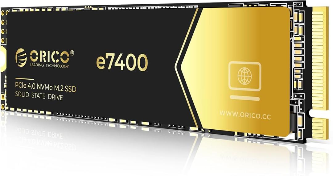 ORICO 2TB NVMe SSD PCIe 4.0- Up to 7400MB/s, M.2 2280 PCIe 4.0X4 Internal Solid State Drive, Fast Heat Dissipation, Compatible with macOS Windows for Gamers and Creators-e7400