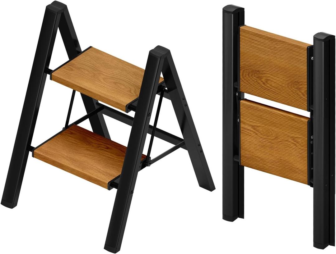 Taranta 2-Step Aluminum Ladder,Lightweight Folding Step Stool with Extra-Wide Anti-Slip Steps,330 lbs Capacity,Compact Space-Saving Design for Home,Kitchen and