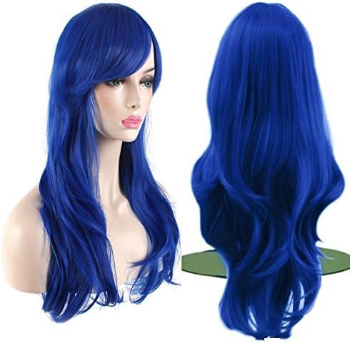 Akstore 28 inch Fashion Wigs Long Wavy Curly Hair Cosplay Wig (Blue)