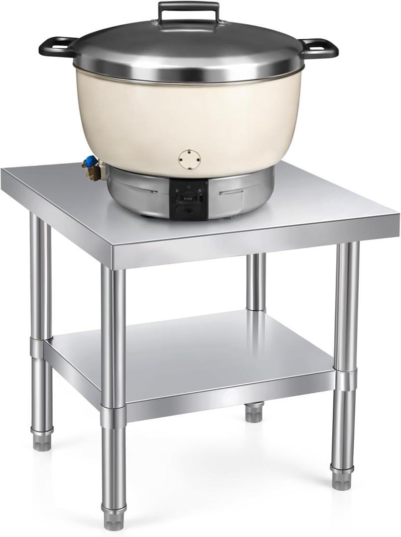 Tudomro 20 x 20 x 20 Inches Stainless Steel Gas Rice Cooker Stand, Heavy Duty Commercial Rice Cooker Table with Undershelf Prep Work Utility Stand for Commercial Kitchens and Home Use