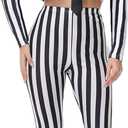 Black and White Striped Blazer and Pants for Women,Pinstripe Jacket Suit,Halloween Cosplay Parties (XX-Large)