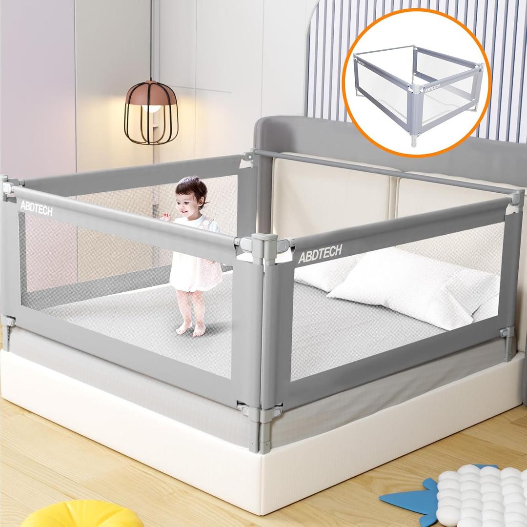 Bed Guard Rail for Toddlers - 3 Sides Safety Baby Bed Rail Guard with Reinforced Large S-Shape, Infants Height Adjustment Guardrail for Queen Size Bed -3 Pack, 78.7x78.7x59