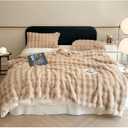 Luxury Thick Plush Faux Rabbit Fur Throw Blanket Ultra-Plush Cozy Soft Decorative Blanket Use for Couch Bed Travel (Coffee, 60"*80")