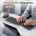 MEETION Ergonomic Keyboard and Mouse Wireless, Split S-Curve Design, 2.4G Wireless & Dual Bluetooth, Slim Low-Profile Rechargeable Full Size Keyboard, 4 DPI Mouse for Windows Mac PC Laptop Computer, Q