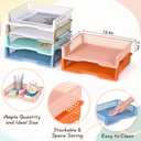 ZZYFGH 6 Pack in Trays for Teachers, Plastic Classroom Paper Organizers, Colorful Storage Baskets for Office, Stackable Office Desktop Document Paper Storage(13.4 * 9.5 * 2.7in) (6 PCS)