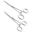 Ainiv 2 Piece Hemostat Curved and Straight Stainless Steel Self-Locking Fishing Forceps Piercing Remover Tool Piercing Grabber Tool for Nurses Pet Grooming Care Fishing DIY Crafting(5")