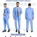 Mens Suit 2 Piece Suits for Men One Button Slim Fit Solid Jacket & Pants Tuxedo Set Business Wedding Party (Blue, L)