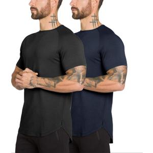 Mens Gym Workout Slim Fit Short Sleeve T-Shirt Cotton Performance Athletic Shirts Running Fitness Tee Loungewear (Dark Blue,Black Medium)
