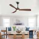 52 Inch Modern Ceiling Fan with Light and Remote & APP Control, ABS Ceiling Fan with 3 Blades and Downrods, Reversible Quiet DC Motor, Farmhouse Ceiling Fan for Bedroom Living Room Patio Porch