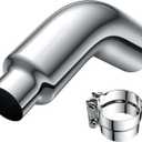 4 to 6 Inch Exhaust Elbow with Clamp, 4" Inlet 6" Outlet Chrome Diesel Exhaust Tip for Pickup Trucks and Cars