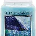 Village Candle Rain Large Glass Apothecary Jar Scented Candle, 21.25 oz, Blue