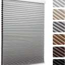 MYshade 1.5-Inch Cellular Cordless Blackout Shades,Thermal Insulating Noise Reducing Waterproof Blinds,Honeycomb Window Treatments for Indoor Light Control (Grey-33 W x 72" H)
