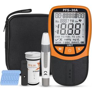 Official Blood Total Cholesterol Test Kit, 5 in 1 Triglycerides Test Kit Professional Grade Quick Blood Lipid Analysis Meter with 10 Cholesterol Test Strips for Home use