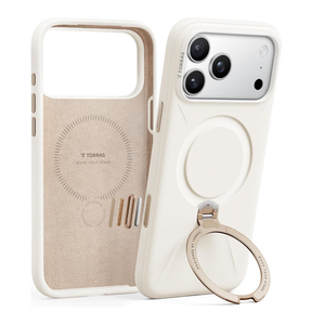 TORRAS Q3 Silicone 360 Spin for iPhone 17 Pro Case with Stand, Fit for MagSafe, Magnetic Ring Kickstand with Camera Control, Liquid Silicone Rubber Soft Phone Case for iPhone 17 Pro 6.3'', Light Ivory