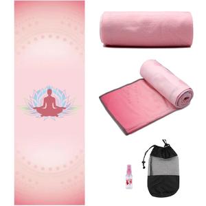 Eunzel Yoga Towel,Hot Yoga Mat Towel - Sweat Absorbent Non-Slip for Hot Yoga, Pilates and Workout 24" x72, (Meditation Pink)