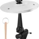 Car Cymbal Air Vent with Wooden Drum Stick Keyring, Mini Drum Crash Cymbal for Car Vent, Suitable for All Types of Vehicles, Funny Musical Cars Accessory for Drummer Music, Silver