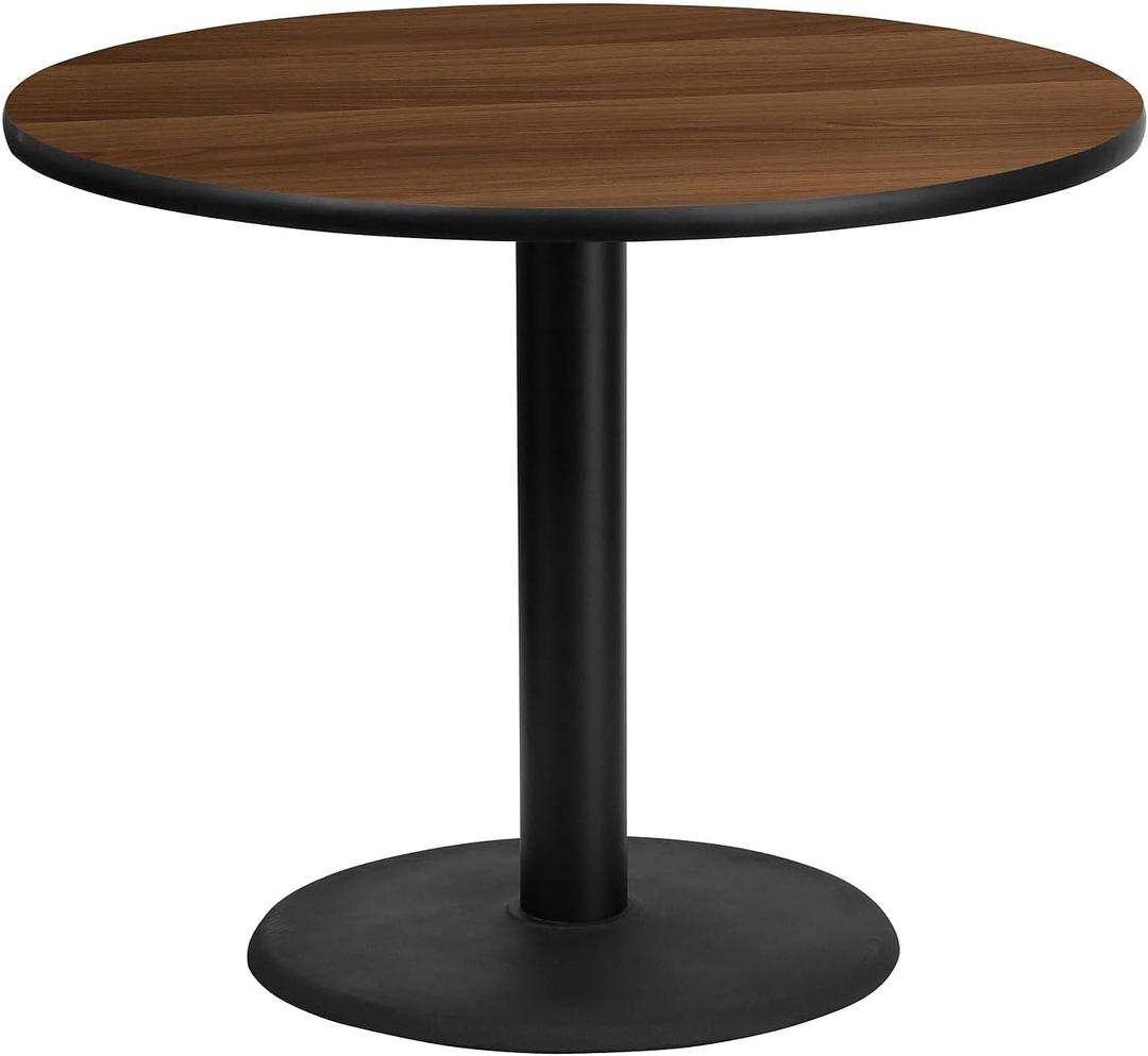 Flash Furniture Graniss 36'' Round Walnut Laminate Table Top with 24'' Round Table Height Base