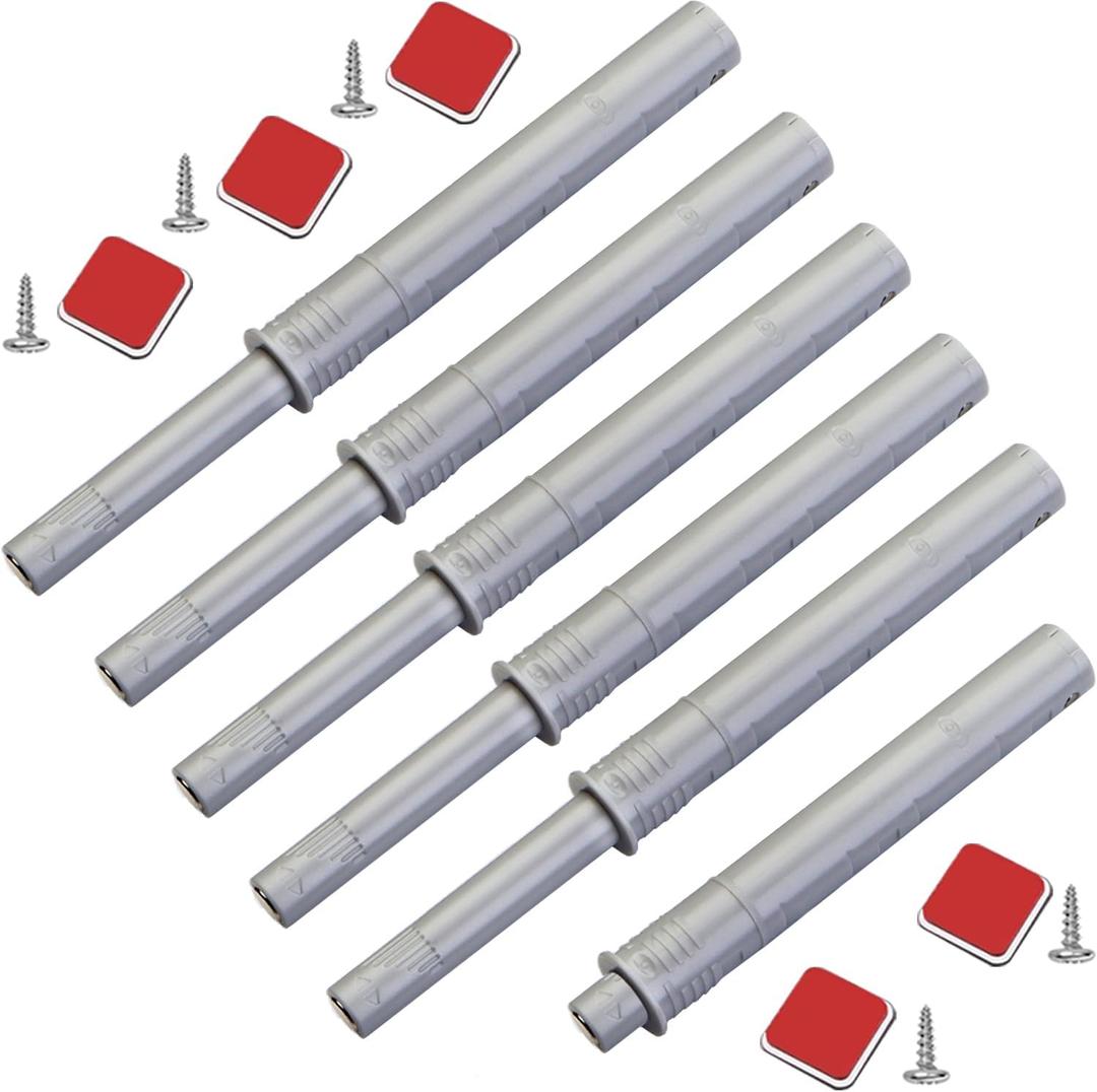 Push to Open Door Latch Cabinet Hardware ZKRIOC 6 Pack Magnetic Push Latch & Lock for Drawer Magnet Push Release Tip on Closet Close Heavy Duty Strong Pop Out, Grey