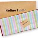 Solino Home Linen Table Runner 48 Inches - 100% Pure Linen Multicolor Palm Beach Stripe Farmhouse Table Runner 14 x 48 Inch Ideal for Dresser and Coffee Tables, Spring, Easter