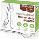 7.1" Clear Plastic Forks Heavy Duty with Heat Resistant & BPA Free, Solid and Durable Plastic Cutlery, Premium Disposable Forks for Party Supply(84 Count)