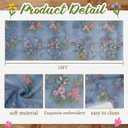 Blue Floral Table Runner 10ft Embroidery Tulle Spring Wildflower Table Runner Seasonal Summer Butterfly Kitchen Dining Gauze Decoration for Wedding Baby Shower Birthday Party (1 Pcs)