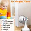 2 x Door Stoppers, Magnetic Door Stop, Stainless Steel, 1 Pack Magnetic Door Catch, 3M Double-Sided Adhesive Tape, No Drilling, Screws for Stronger Mount, Hold Your Door Open, for Wide Doors (White)