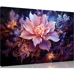 TutuBeer 1 Panel Purple Flower Pictures Purple Paintings Abstract Flower Pictures Wall Decor Abstract Flowers Print on Canvas Plum Color Wall Art for Home Decor Stretched and Framed 30x40 inch (40L" x 30W")