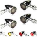 Motorcycle Front Rear LED Turn Signals Universal Bullet Tail Lights Chrome Brake Taillights Motorbike Running Light Compatible with Honda Harley Suzuki Yamaha Kawasaki