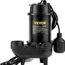 VEVOR 3/4 HP Submersible Sewage Pump, Cast Iron Submersible Sump Pump, Wear-proof Cast Iron Construction, with Tethered Float Switch, 10 FT Power Cord