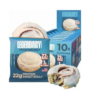 Legendary Foods Cinnamon Roll 22g Protein Bars Gluten-Free, Low Carb Meal Option Sweet Zero Sugar Snack, Keto-Friendly 10-Pack High Protein Pre- or Post-Workout Nutrition Bars (EXP 12/01/26)