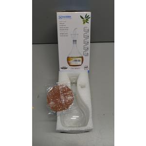 HAIZEEN 13ounce/ 380 ml Clear Glass Olive Oil Dispenser Bottle - Oil & Vinegar Cruet with Pourers and NO Funnel Needed - Olive Oil Carafe Decanter for Kitchen and BBQ (12.8 Ounces)