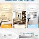 VOLISUN Low Profile Ceiling Fans with Lights and Remote, 24in Fandelier Ceiling Fan with Light, 3000K-6500K Dimmable Bladeless LED Fan Light, White Flush Mount Ceiling Fans with Lights for Bedroom