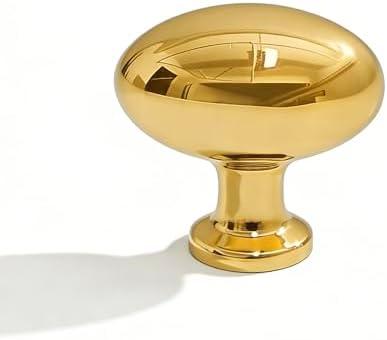 khtumeware 100% Solid Unlacquered Brass Vintage Retro Classic Knobs Cabinet 1-1/2 inch Diameter Egg Knobs for Kitchen Cabinets,Bathroom Dressers and Cupboards(5,Oval knob)