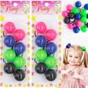 Beauty Town 8 Count Hair Ties, 40mm Large Hair Ties with Balls Bubble Twinbead Ponytail Holders for Girls Toddler Kid (Red/Blue/Green/Black)