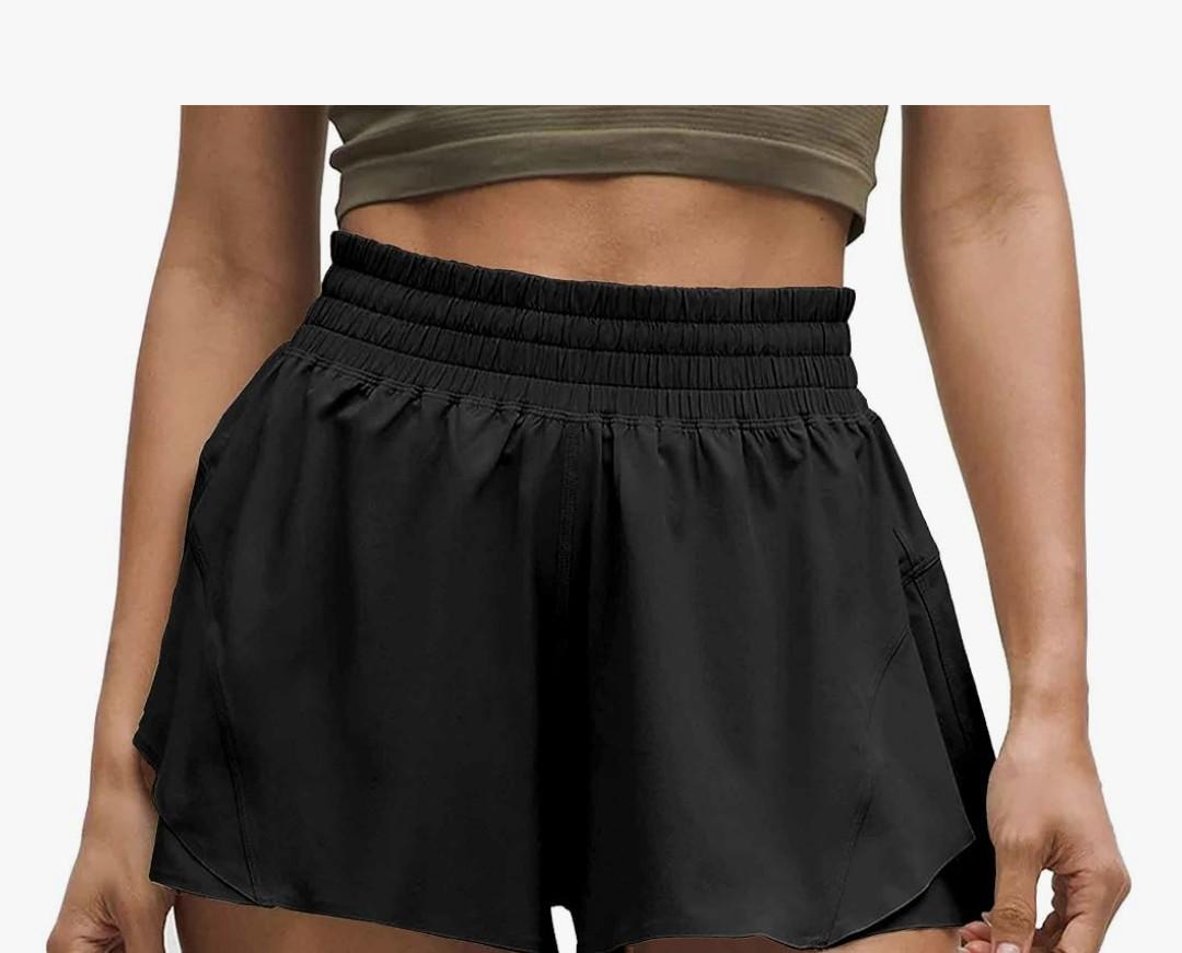 MCEDAR Running Shorts for Women High Waisted with Liner Athletic Shorts Quick Dry Workout Shorts, M