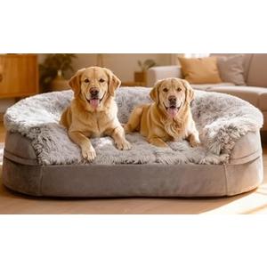 INVENHO Orthopedic Dog Beds Large Sized, XL Washable Dog Sofa with Egg-Crate Foam, Waterproof Lining and Non-Skid Bottom (XL (42"x 32"x 6.5"), Brown)