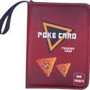 Trading Card Binder Album, 400 Pockets, 50 Removable Sleeves, 3-Ring Zipper, 4-Pocket Pages, Red 