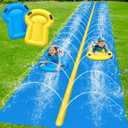 Evoio Extra Long Water Slide for Kids Adults, 39.4 FT Water Slip for Kids Backyard, Heavy Duty Double Lane Lawn Water Slides with 2 Bodyboards for Backyard Lawn Outdoor Party Water Play Toys