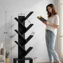 XBurmo 6 Tier Tree Bookshelf - Small Bookcase, Compact Book Tower with Drawer, Corner Bookshelf for Bedroom, Living Room and Home Office Storage, Black