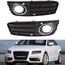 1 Pair Front Bumper Fog Light Cover Grilles Left and Right Side Replacement for A4 2009-2012 Regular Edition