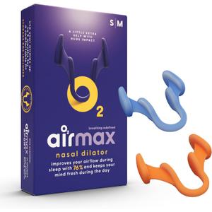 Air Max Nasal Dilators Trial Pack - Anti Snoring Devices - 76% More Airflow for Better Breathing & Against Nasal Congestion - Guaranteed Fit (1x Small & 1x Medium) - Reusable